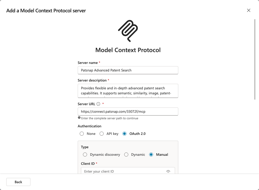 填写 MCP 和 OAuth 信息 1