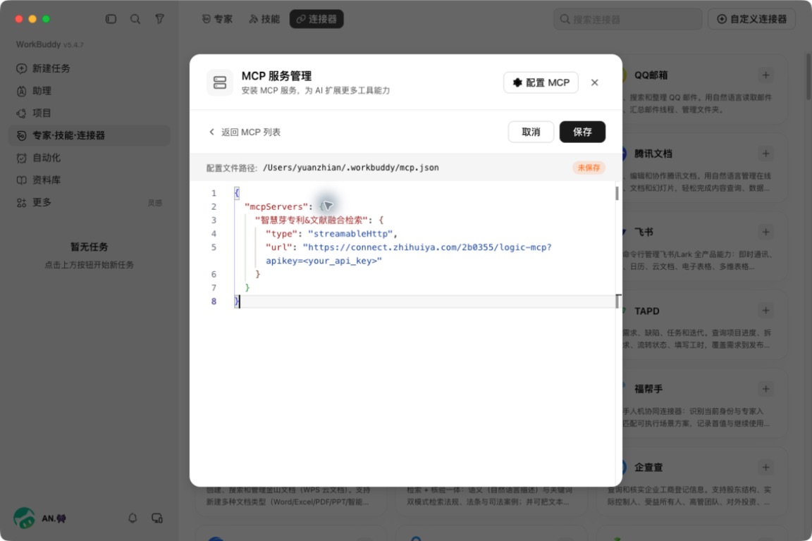 填写 JSON 并保存